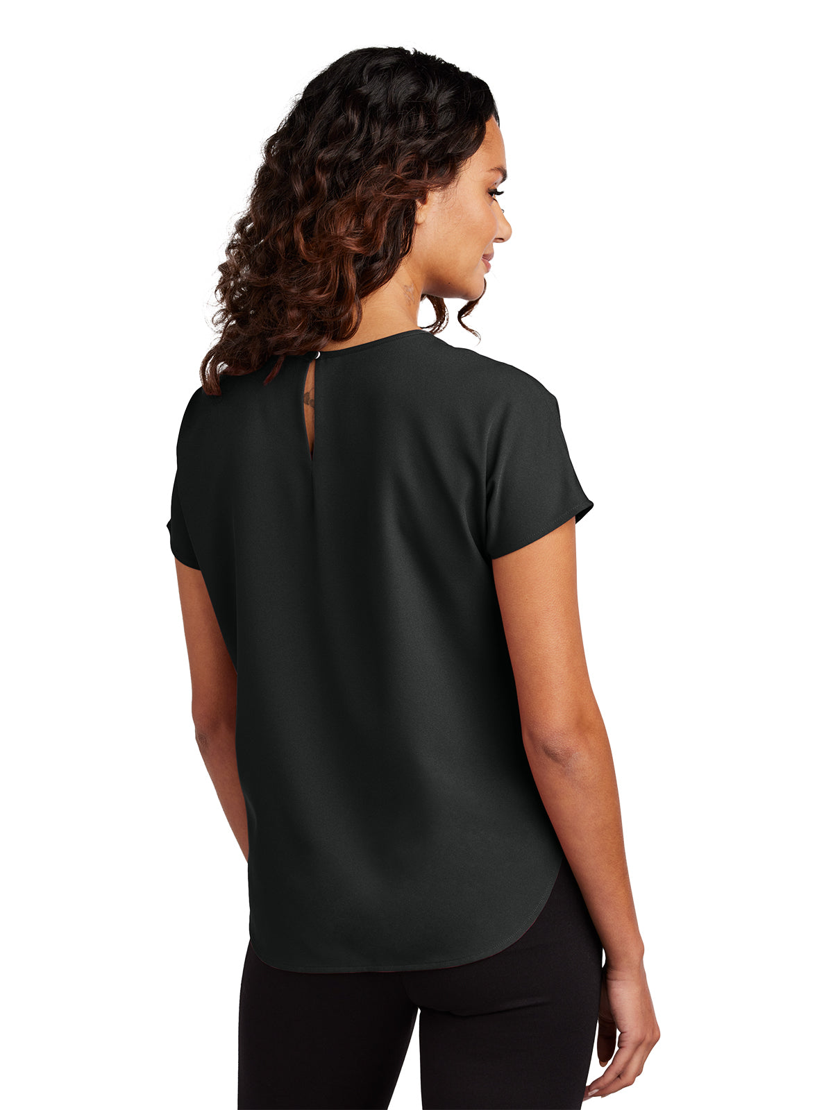 Women's Pocketless Stretch Crepe Crew Top - MM2015 - Deep Black