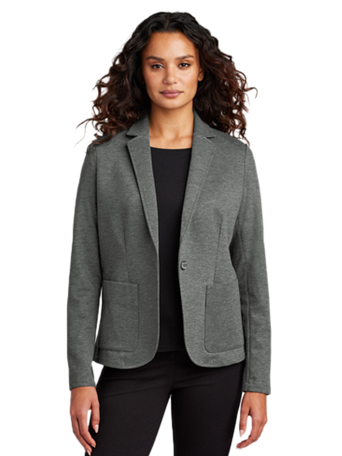 Women's 2-Pocket Knit Blazer - MM3031 - Storm Grey Heather