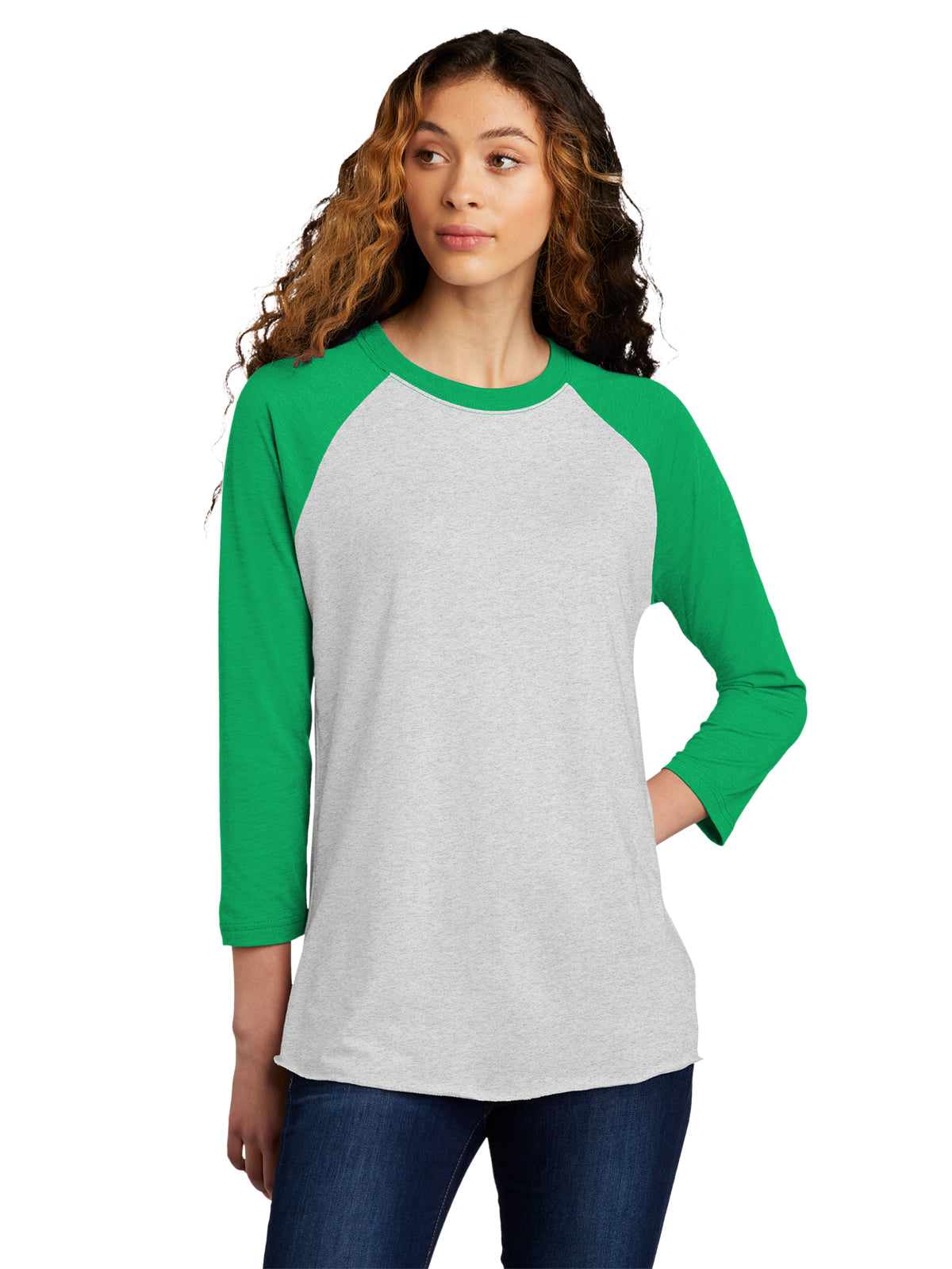 Unisex 3/4 Sleeve Raglan Tee - NL6051 - Envy/Heather White