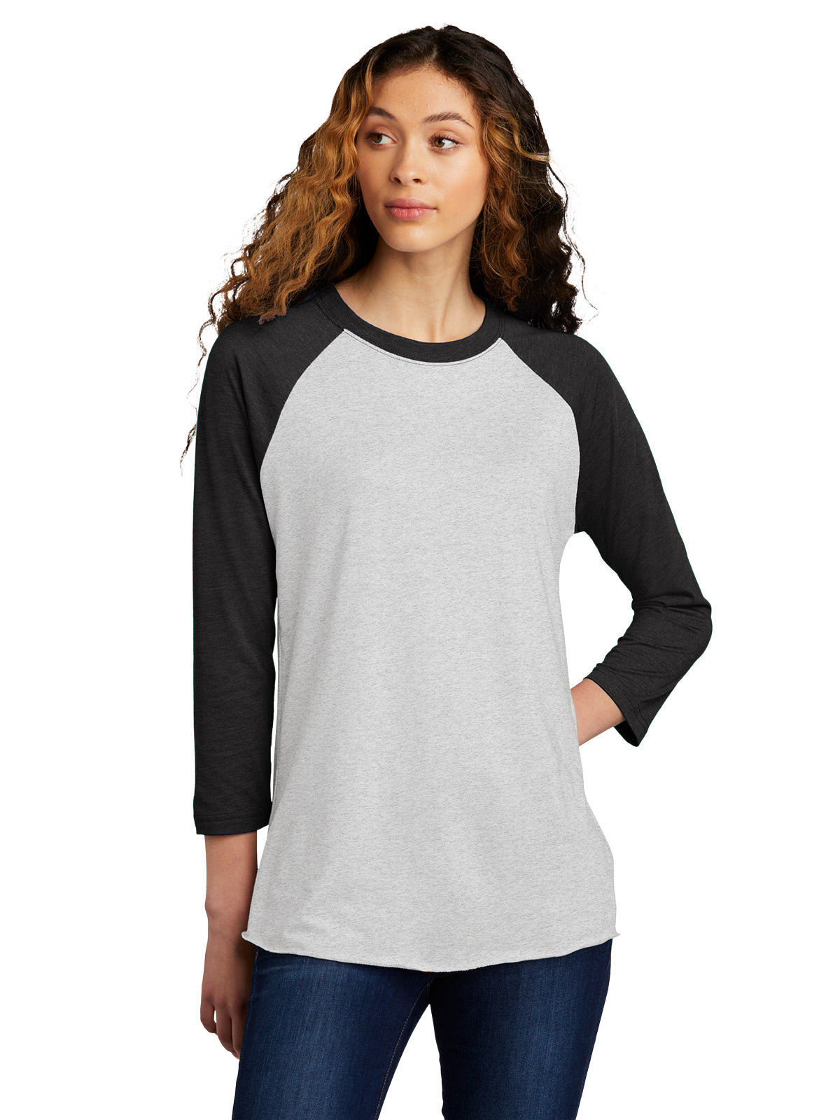 Unisex 3/4 Sleeve Raglan Tee - NL6051 - Vintage Black/Heather White