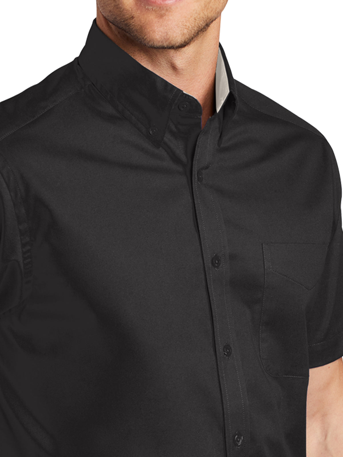 Men's Short Sleeve Easy Case Shirt - S508 - Black/Light Stone