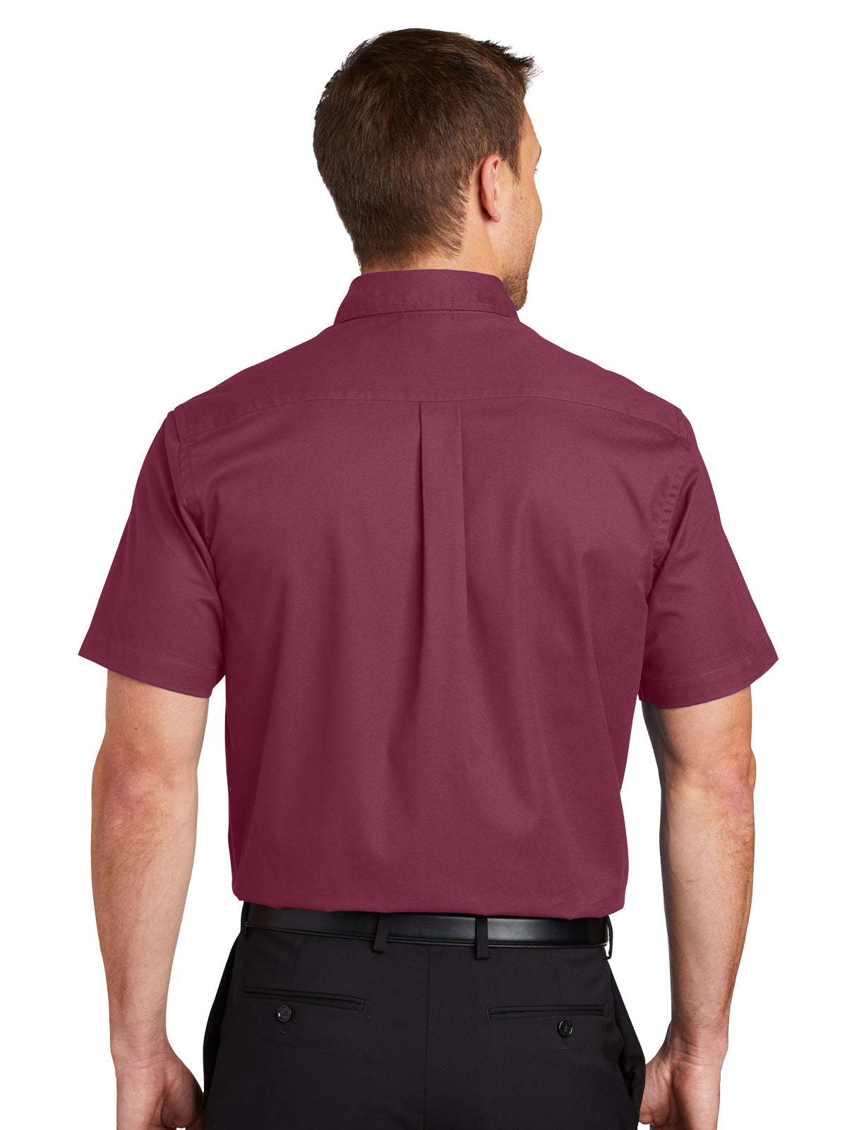Men's Short Sleeve Easy Case Shirt - S508 - Burgundy/Light Stone