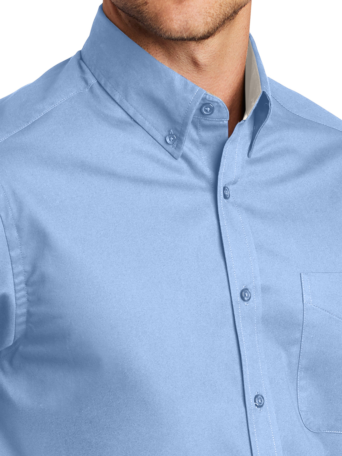 Men's Short Sleeve Easy Case Shirt - S508 - Light Blue/Light Stone