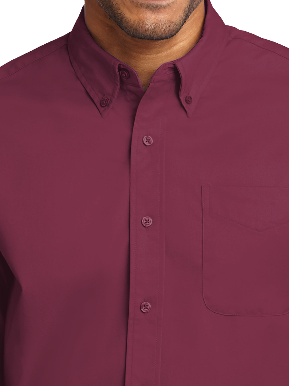 Men's Easy Care Shirt - S608 - Burgundy/Light Stone