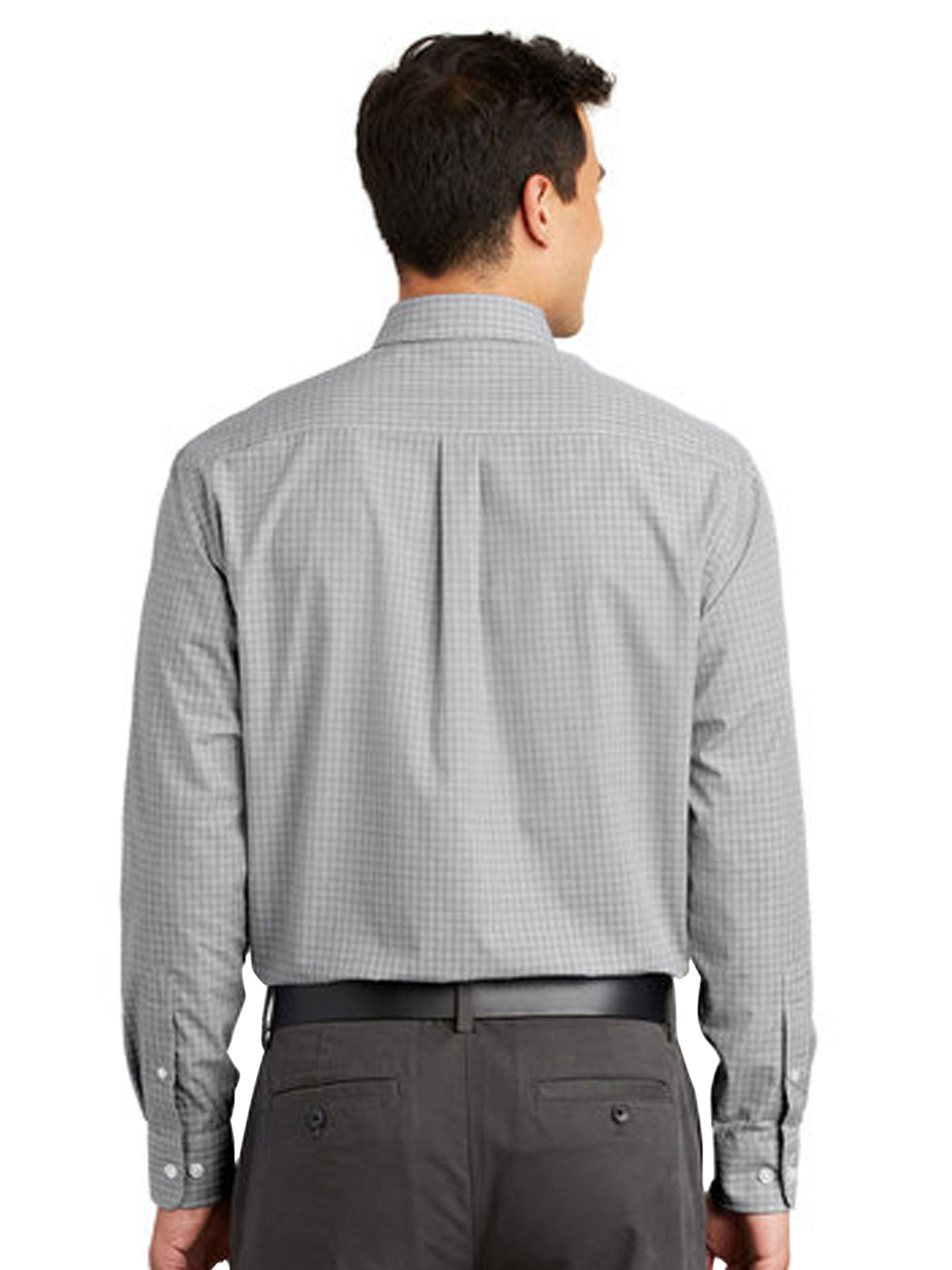 Men's Plaid Pattern Easy Care Shirt - S639 - Charcoal