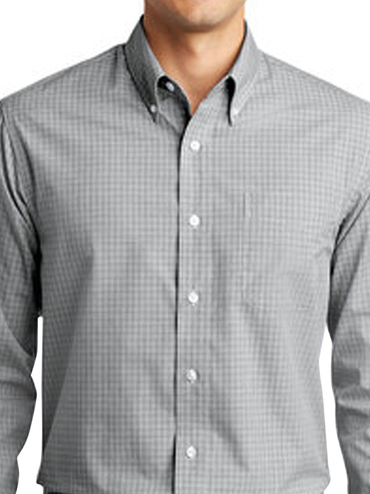 Men's Plaid Pattern Easy Care Shirt - S639 - Charcoal