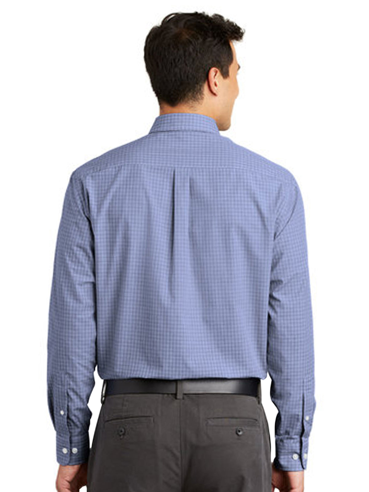 Men's Plaid Pattern Easy Care Shirt - S639 - Navy