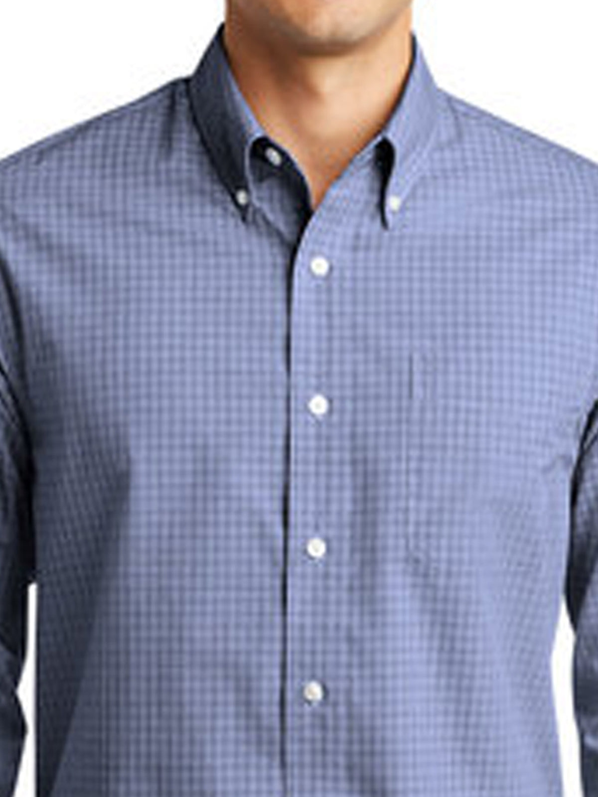 Men's Plaid Pattern Easy Care Shirt - S639 - Navy