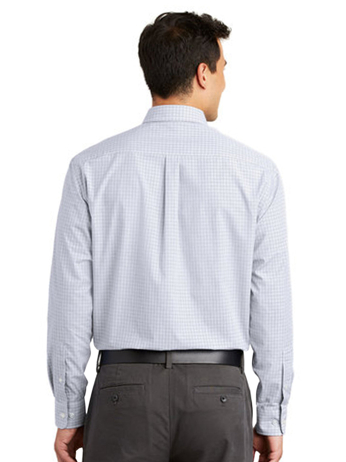 Men's Plaid Pattern Easy Care Shirt - S639 - White
