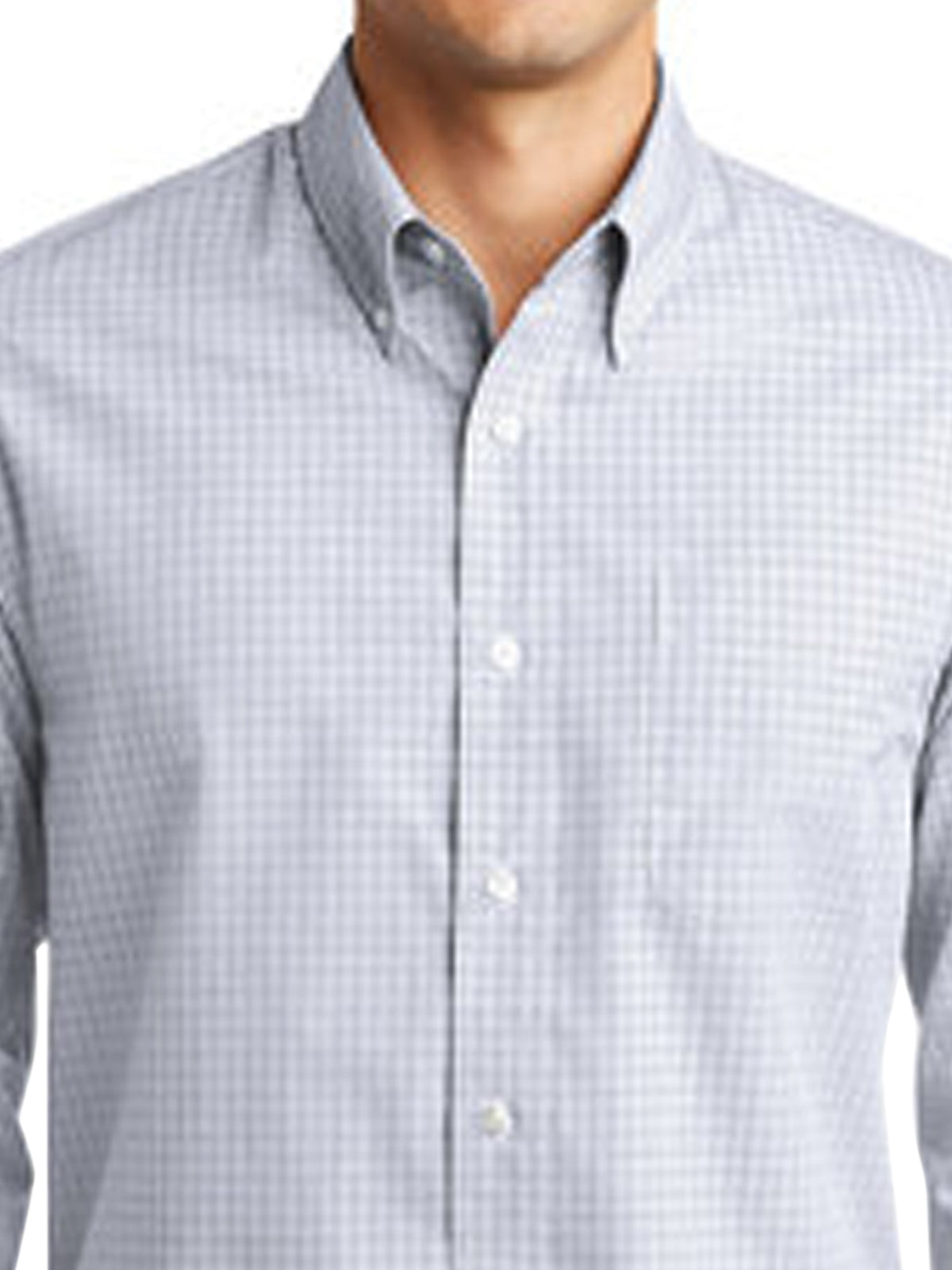 Men's Plaid Pattern Easy Care Shirt - S639 - White