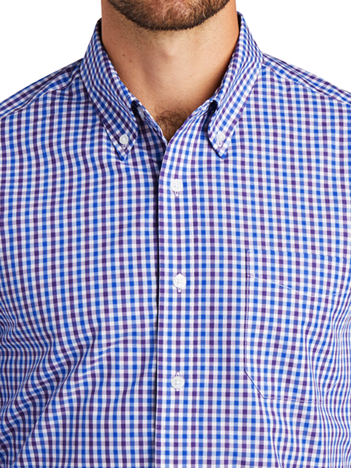 Men's Long Sleeve Gingham Shirt - S654 - Blue/Purple