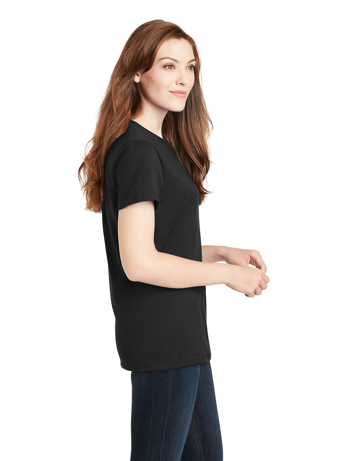 Women's Pocketless Cotton T-Shirt - SL04 - Black