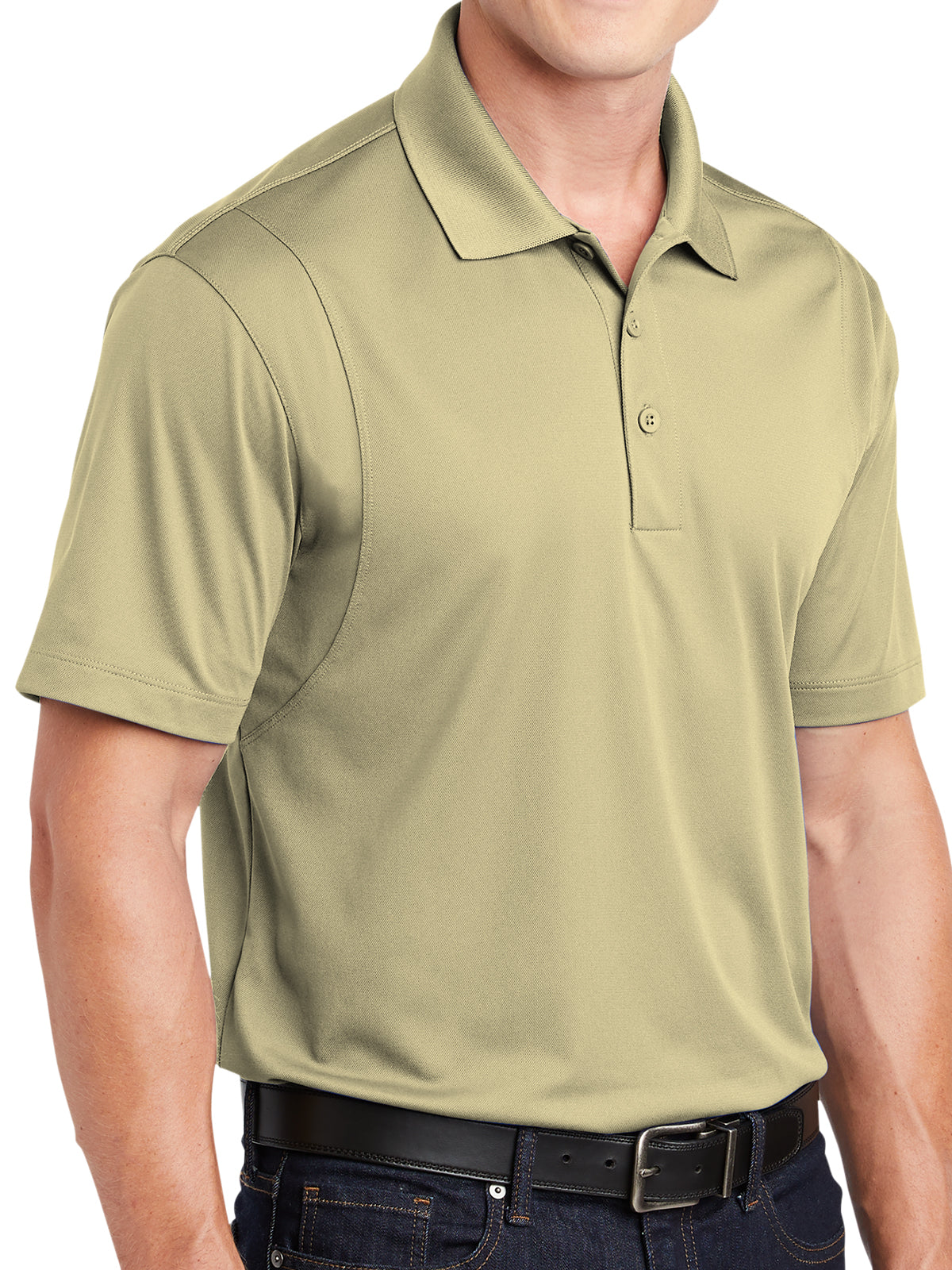 Men's Three-Button Micropique Polo - ST650 - Vegas Gold