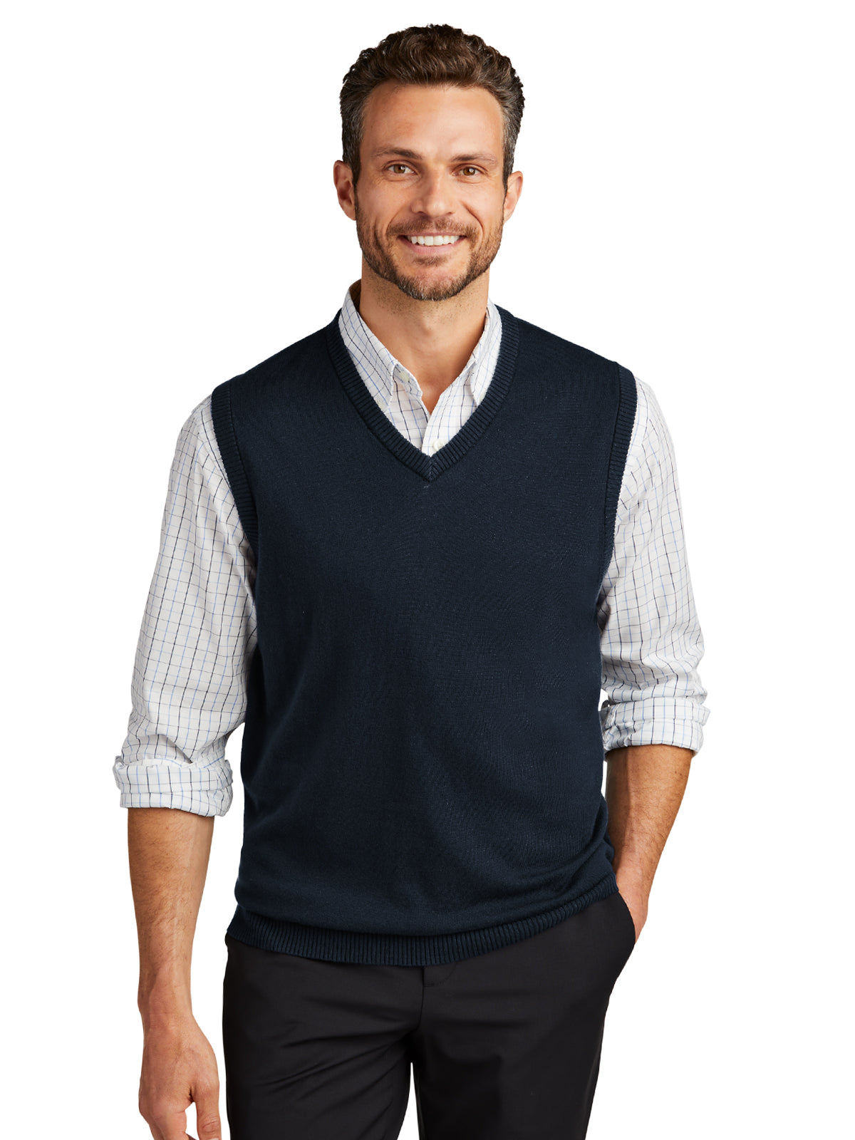 Men's V-Neck Sweater Vest - SW286 - Navy