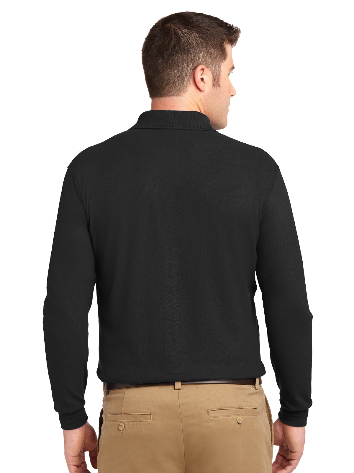 Men's Tall Silk Touch Long Sleeve Polo Shirt - TLK500LS - Black