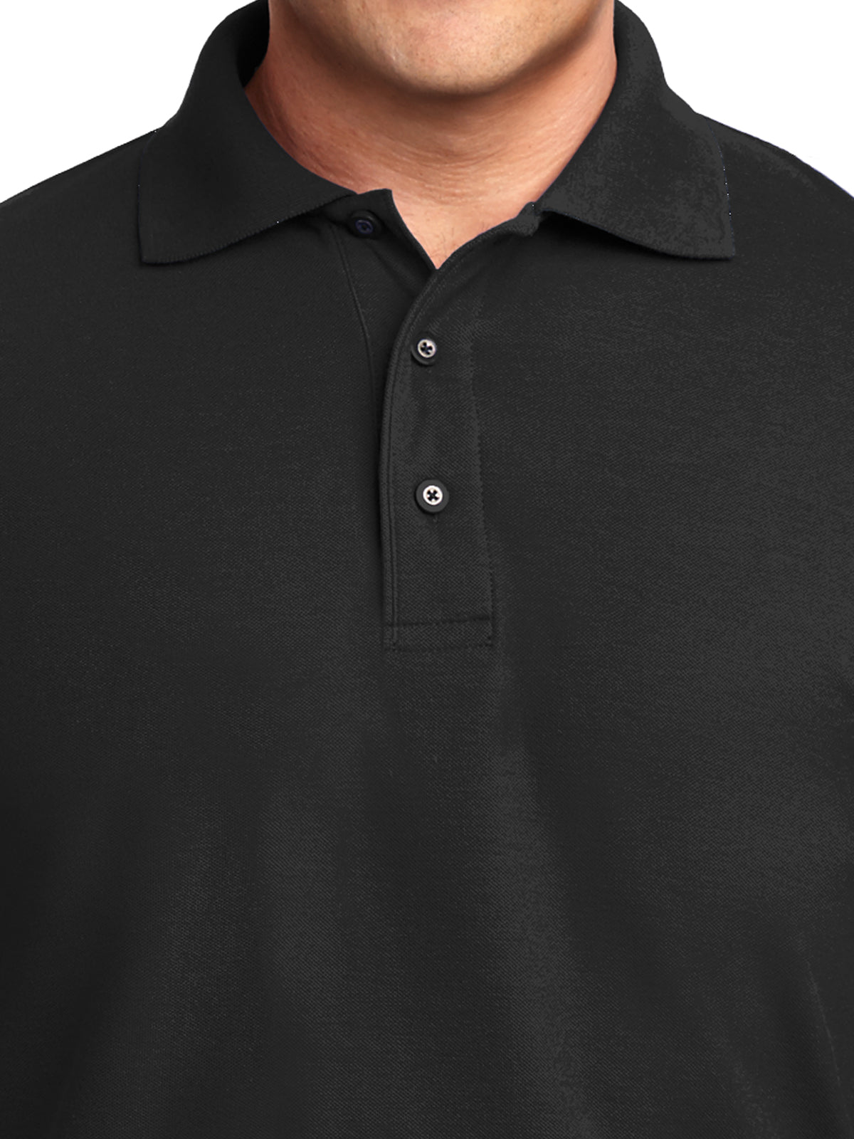 Men's Tall Silk Touch Long Sleeve Polo Shirt - TLK500LS - Black
