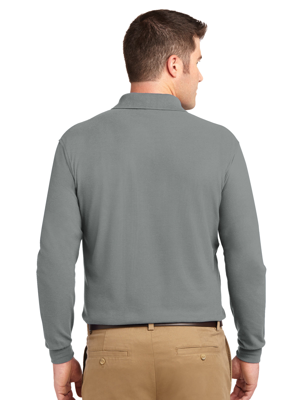 Men's Tall Silk Touch Long Sleeve Polo Shirt - TLK500LS - Cool Grey