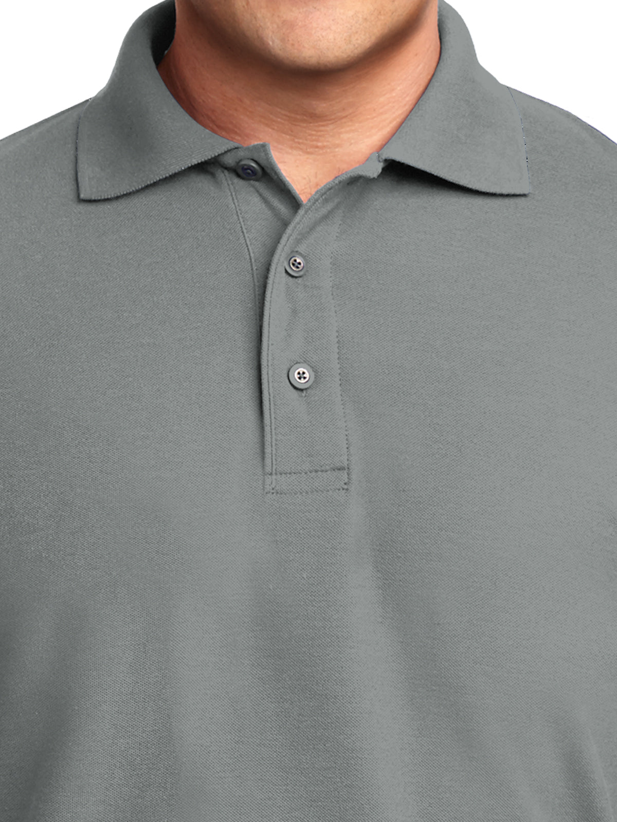 Men's Tall Silk Touch Long Sleeve Polo Shirt - TLK500LS - Cool Grey