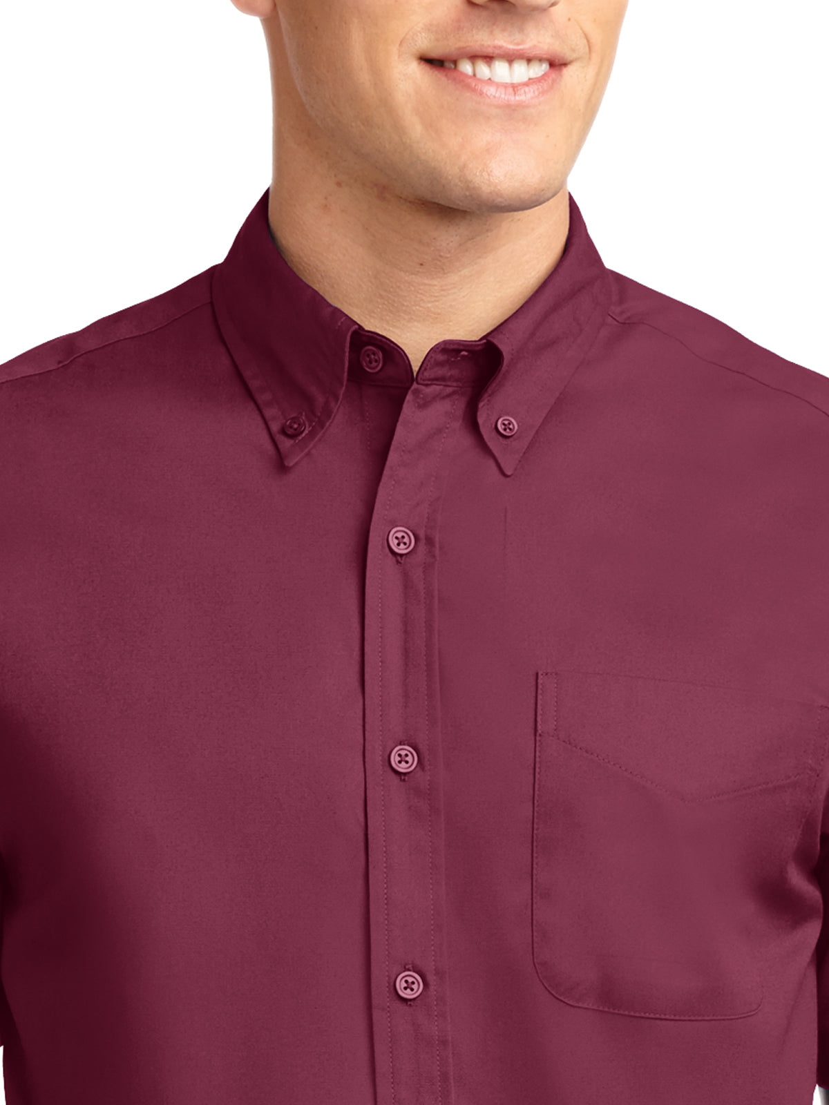 Men's Tall Short Sleeve Easy Care Shirt - TLS508 - Burgundy/Light Stone