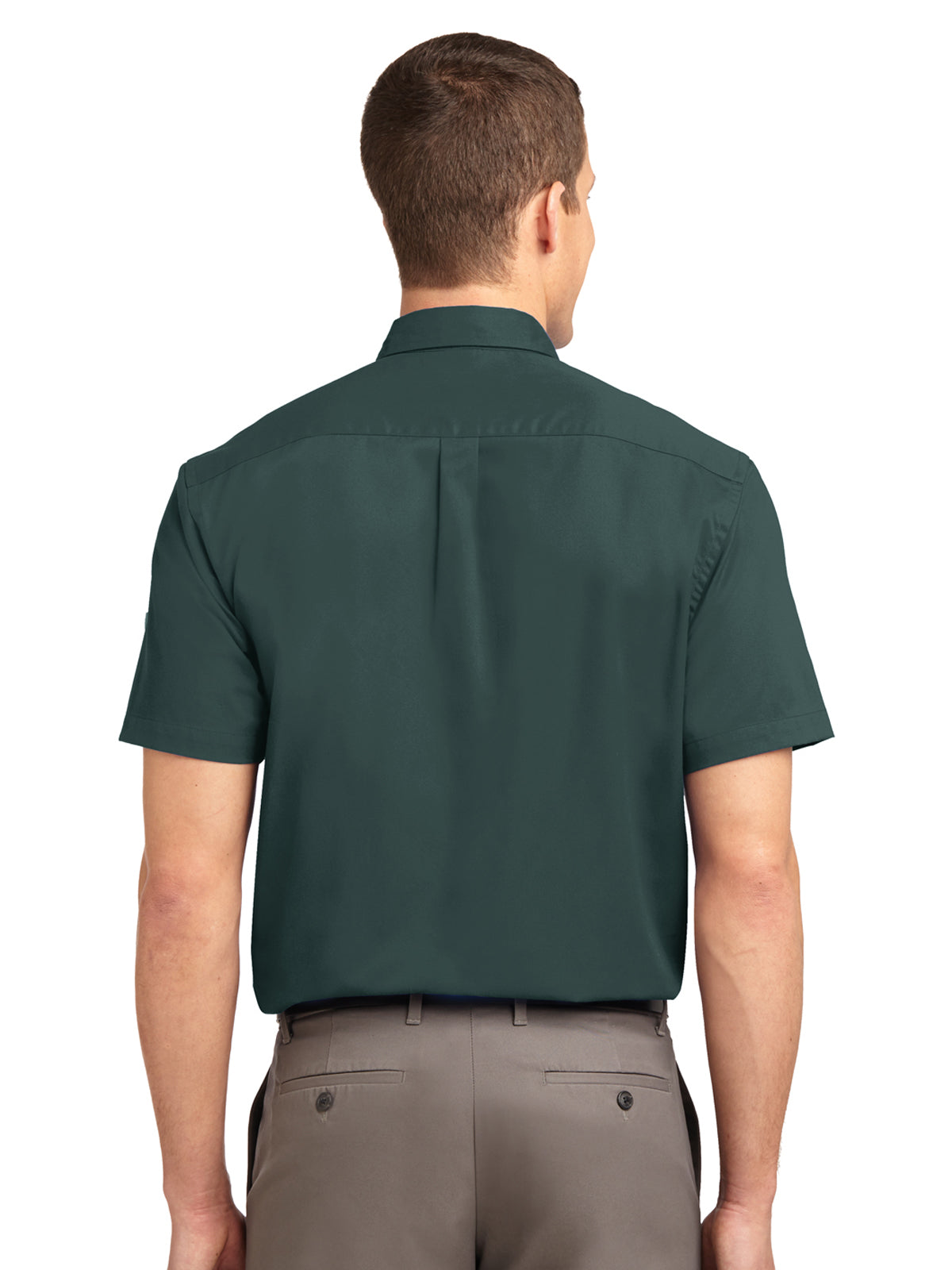 Men's Tall Short Sleeve Easy Care Shirt - TLS508 - Dark Green/Navy