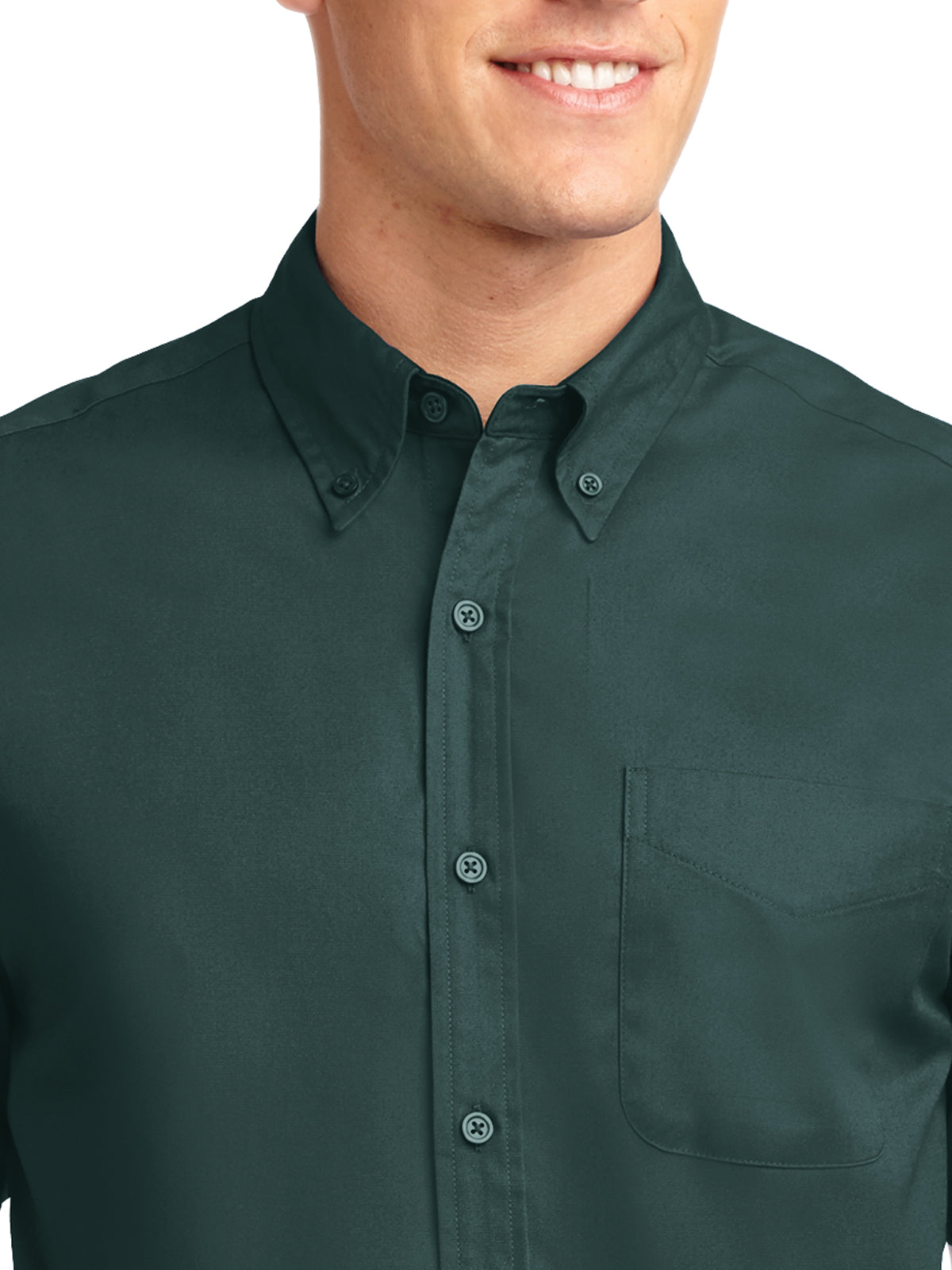 Men's Tall Short Sleeve Easy Care Shirt - TLS508 - Dark Green/Navy