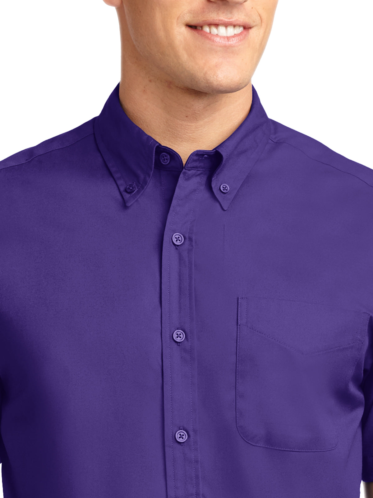 Men's Tall Short Sleeve Easy Care Shirt - TLS508 - Purple/Light Stone