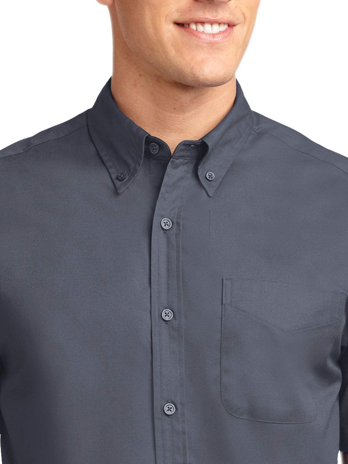 Men's Tall Short Sleeve Easy Care Shirt - TLS508 - Steel Grey/Light Stone