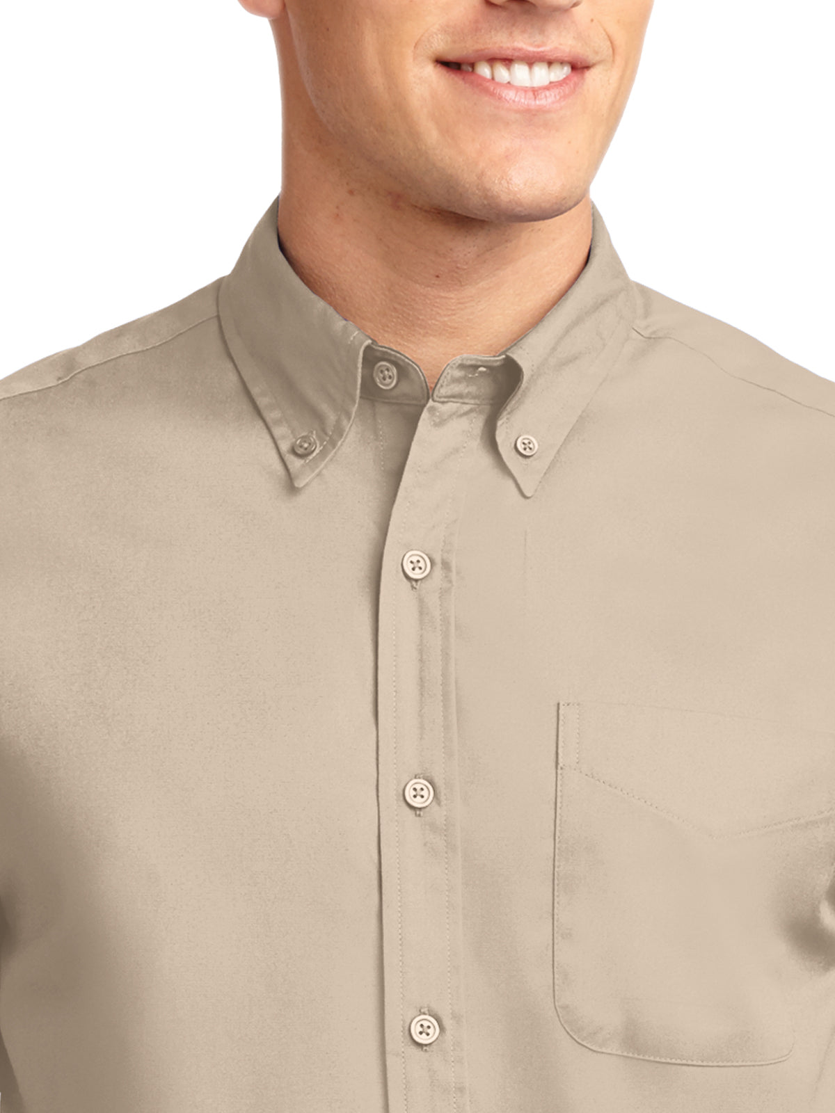 Men's Tall Short Sleeve Easy Care Shirt - TLS508 - Stone