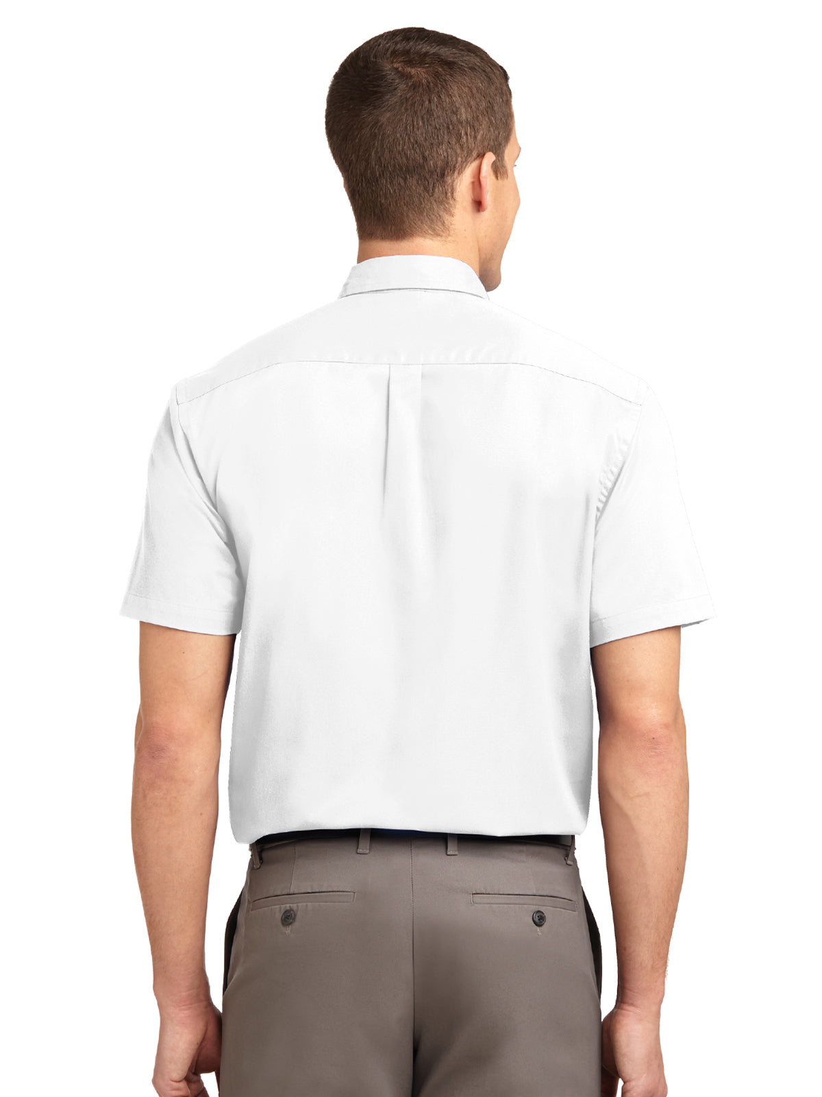 Men's Tall Short Sleeve Easy Care Shirt - TLS508 - White/Light Stone