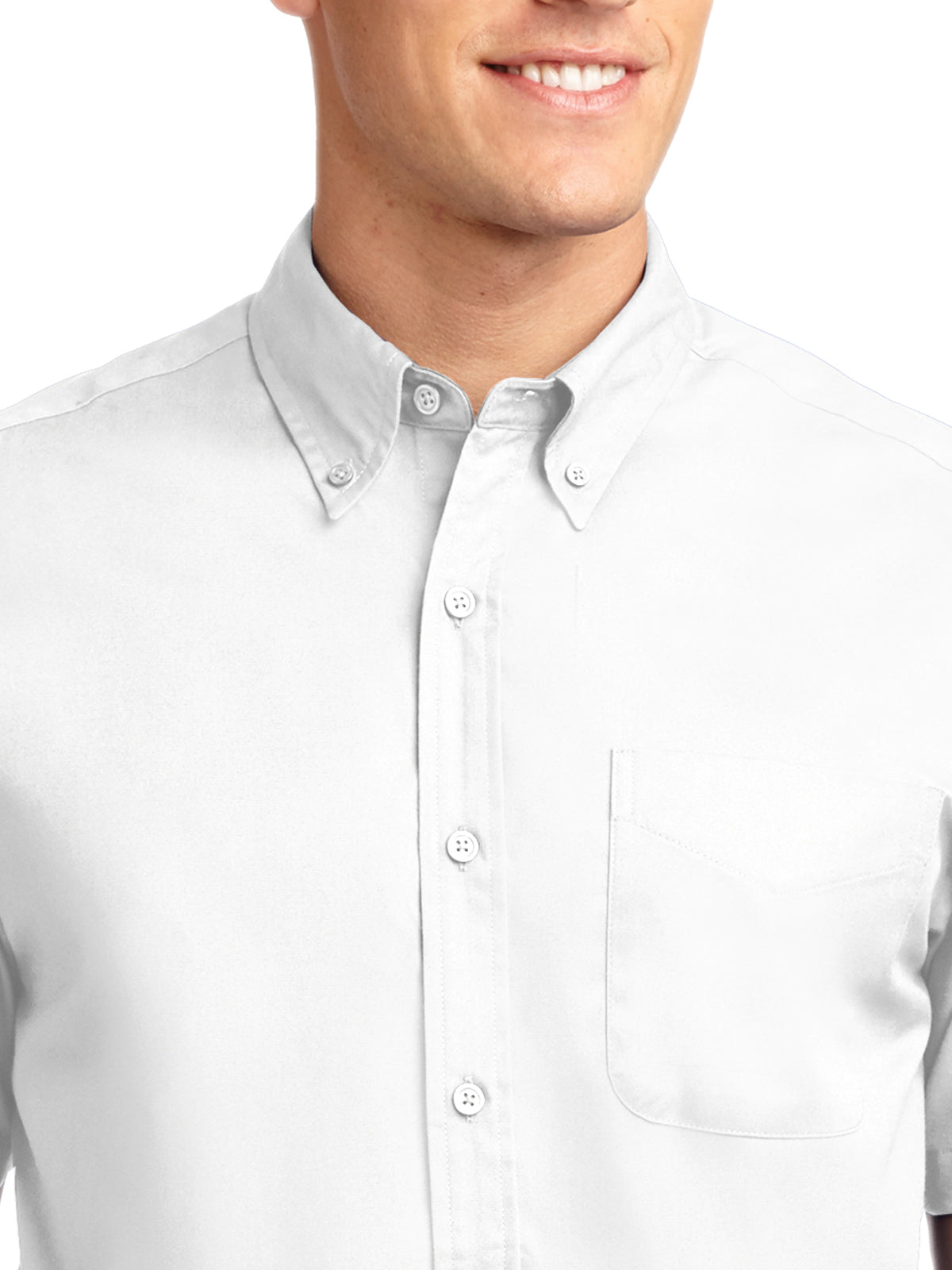 Men's Tall Short Sleeve Easy Care Shirt - TLS508 - White/Light Stone