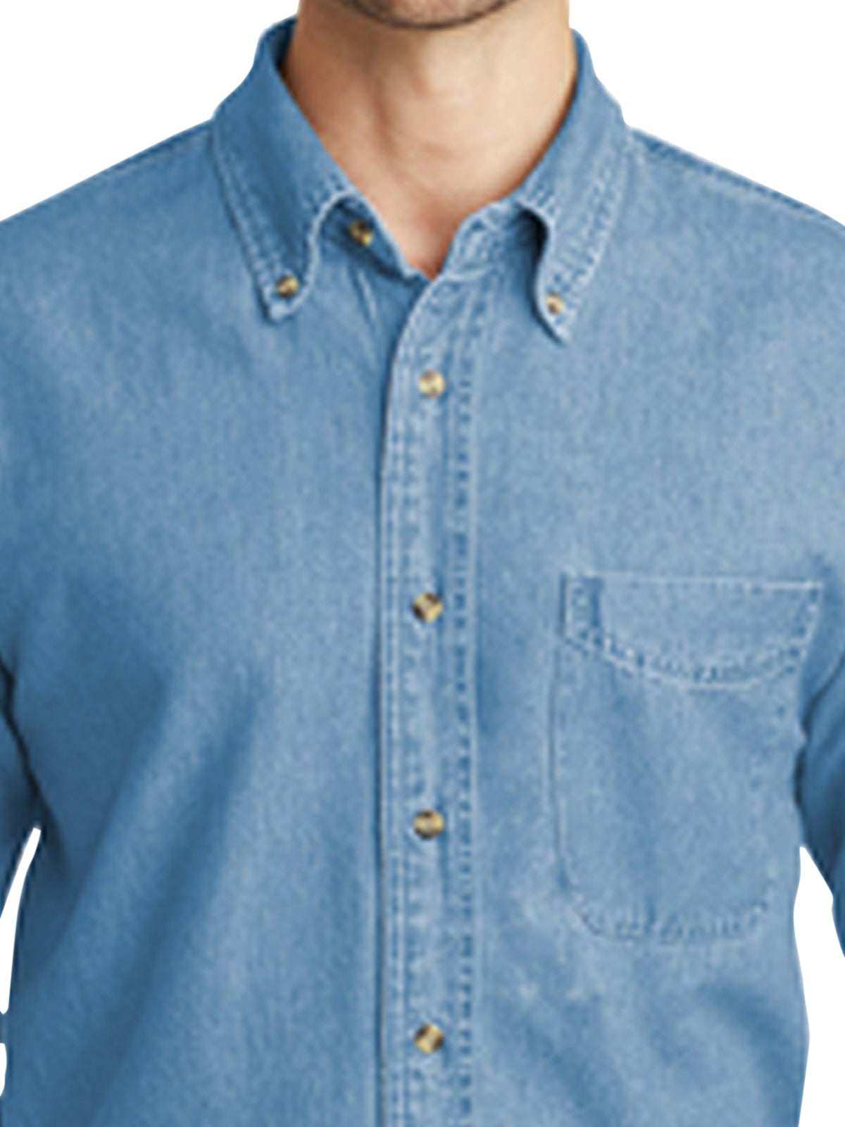 Men's Tall Long Sleeve Denim Shirt - TLS600 - Faded Blue