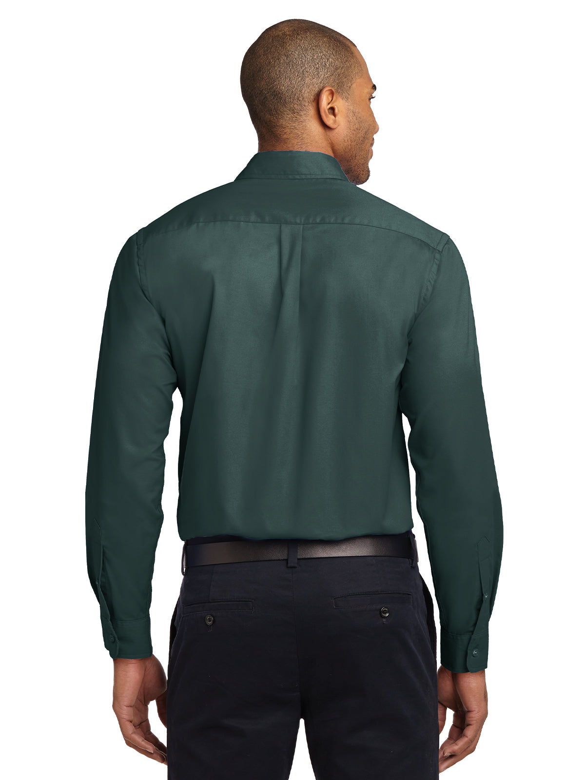 Unisex Tall Long Sleeve Easy Care Shirt - TLS608 - Dark Green/Navy