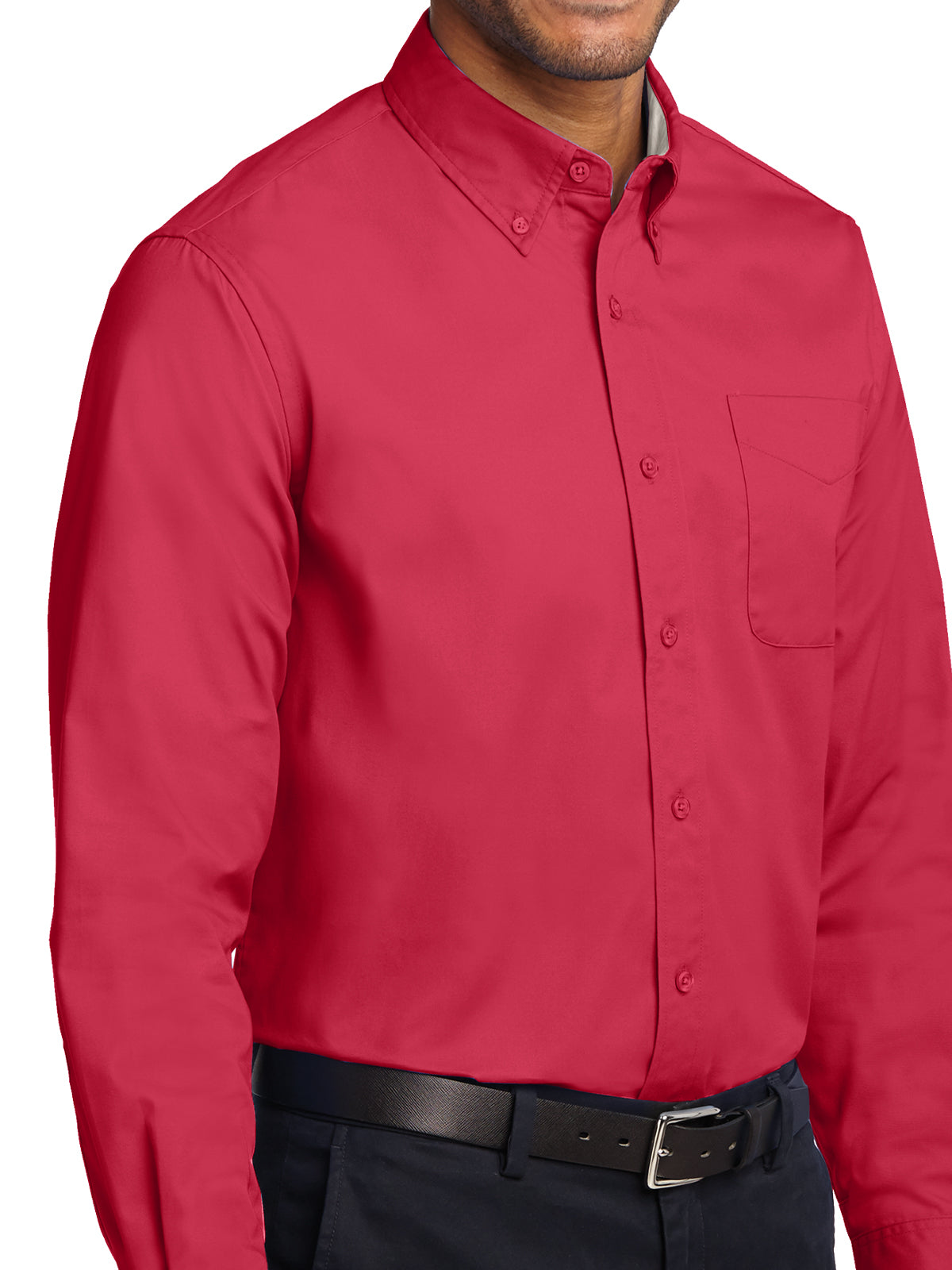 Unisex Tall Long Sleeve Easy Care Shirt - TLS608 - Red/Light Stone