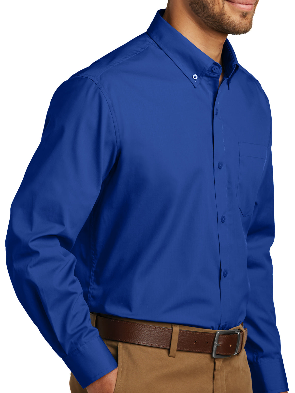 Men's Long Sleeve Poplin Tee - W100 - True Royal
