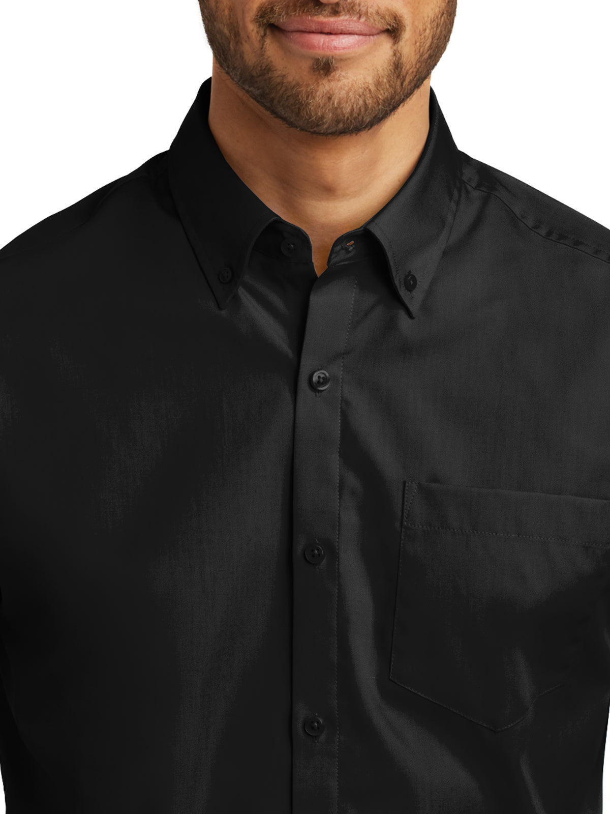 Men's Short Sleeve Poplin Shirt - W101 - Deep Black