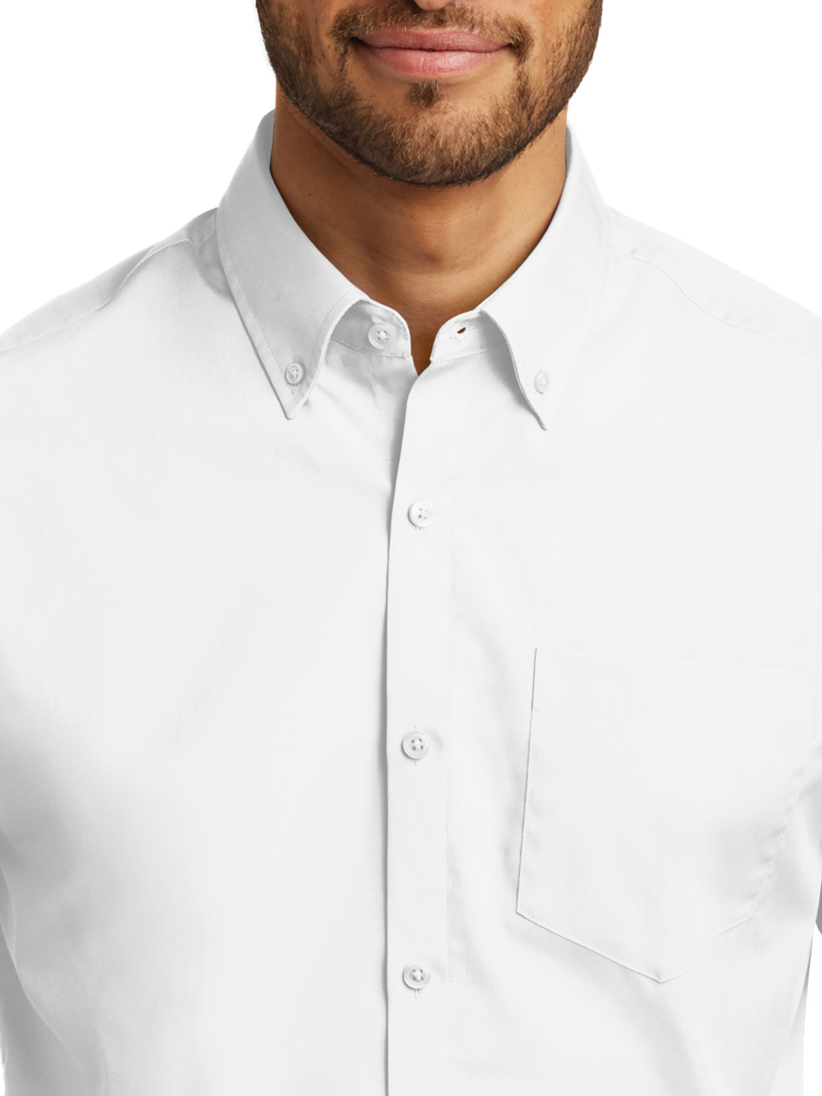 Men's Short Sleeve Poplin Shirt - W101 - White