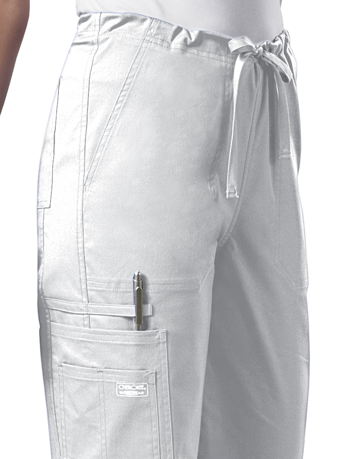 Unisex 5-Pocket Drawstring Cargo Pant - 4043 - White