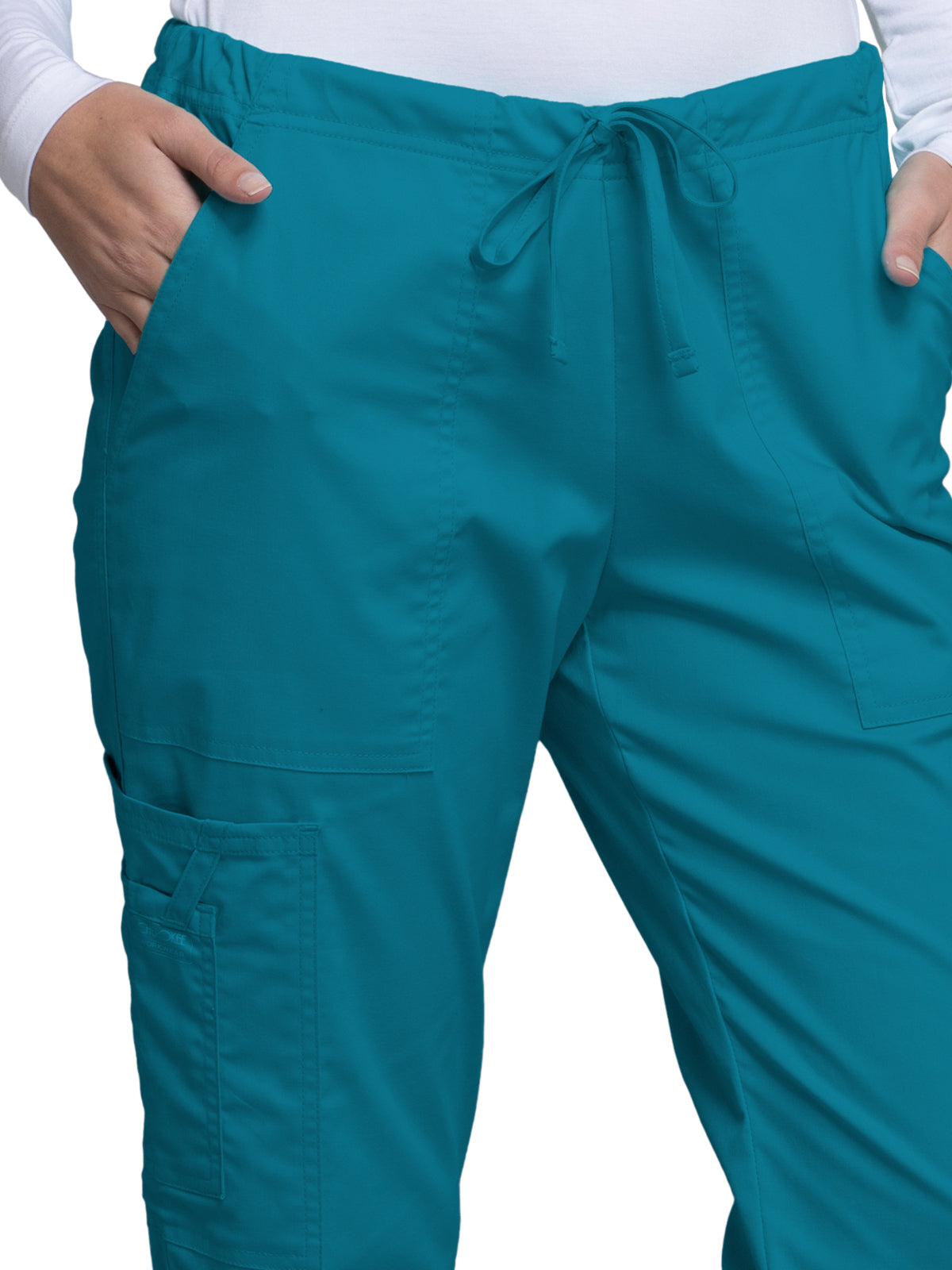 Women's Mid Rise Drawstring Cargo Pant - 4044 - Caribbean Blue