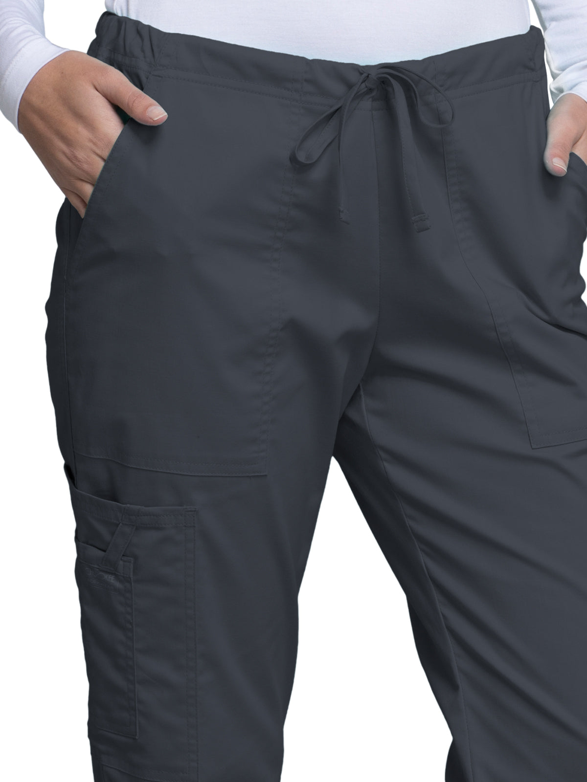 Women's Mid Rise Drawstring Cargo Pant - 4044 - Pewter
