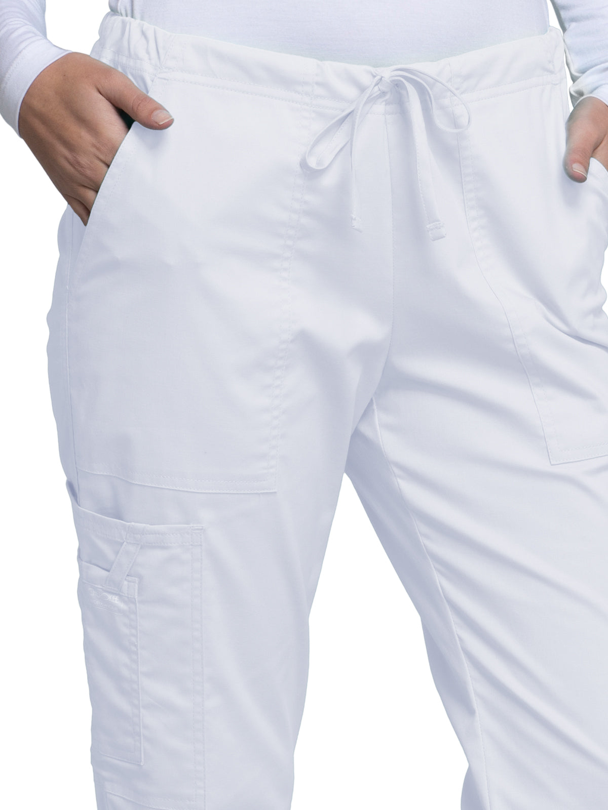 Women's Mid Rise Drawstring Cargo Pant - 4044 - White