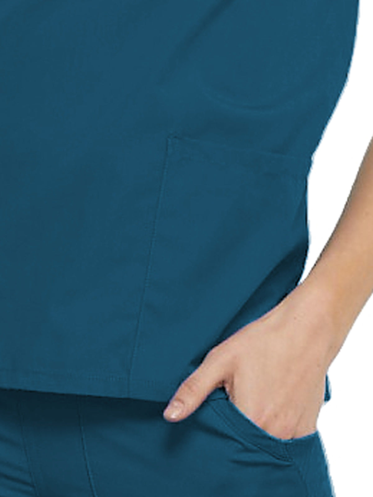 Women's 2-Pocket V-Neck Top - 4700 - Caribbean Blue