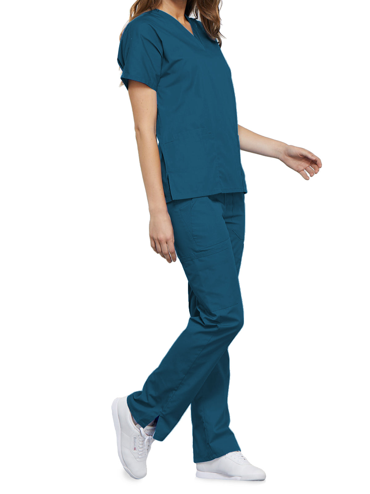 Women's 2-Pocket V-Neck Top - 4700 - Caribbean Blue