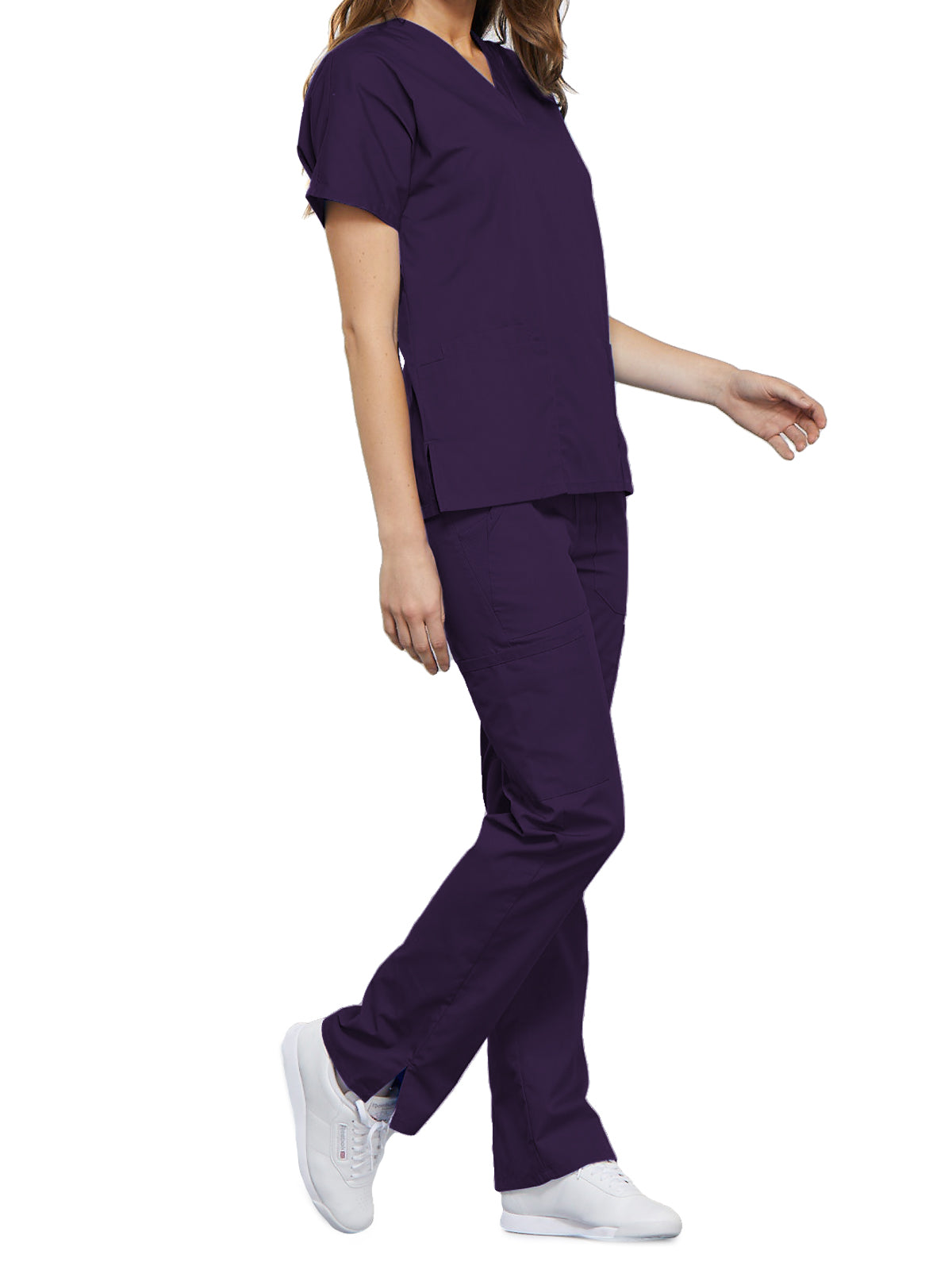 Women's 2-Pocket V-Neck Top - 4700 - Eggplant