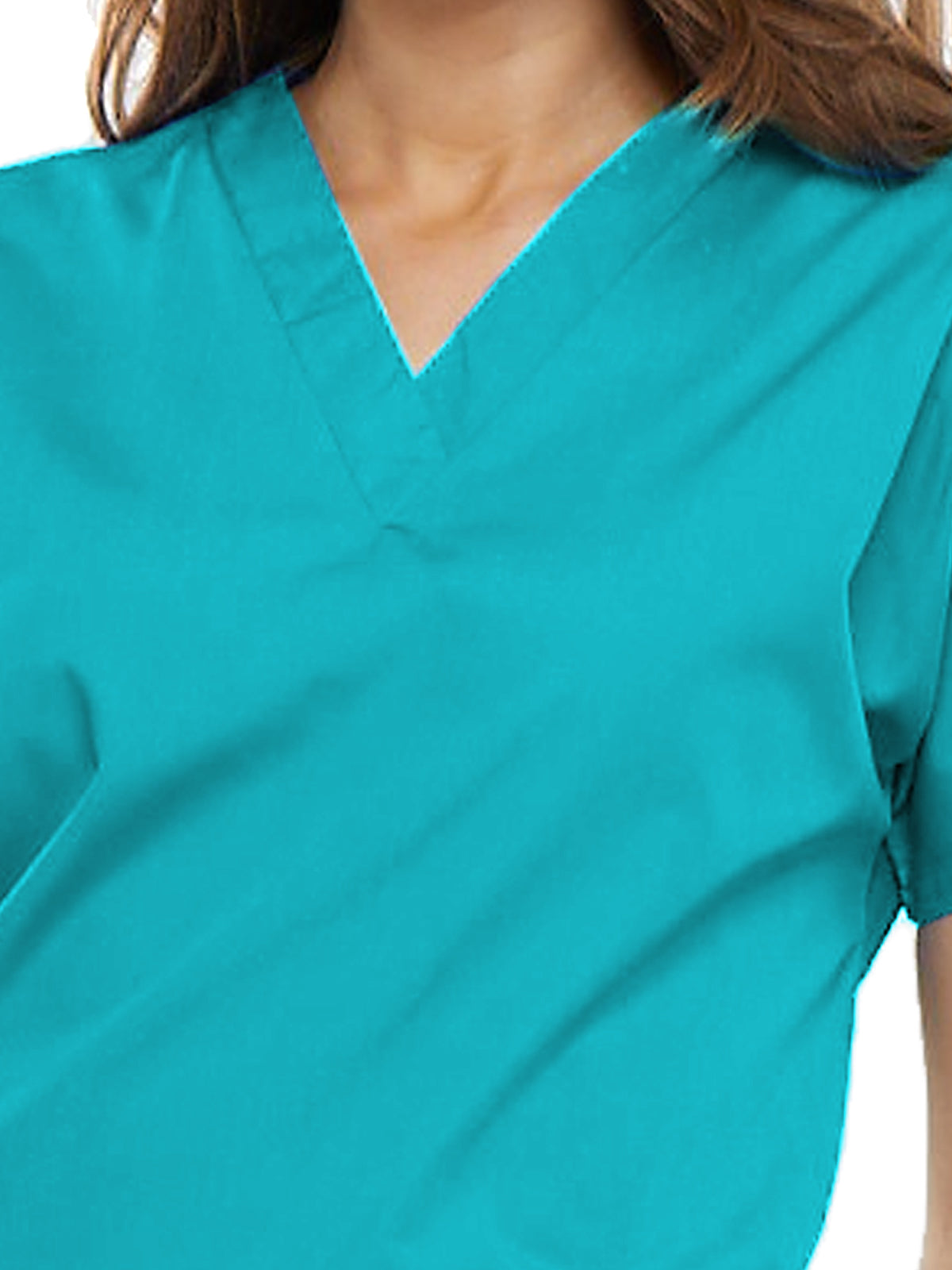Women's 2-Pocket V-Neck Top - 4700 - Turquoise
