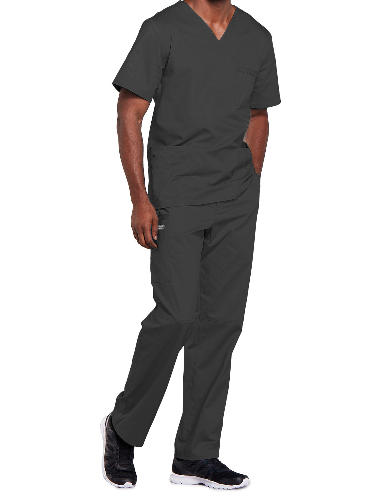 Unisex 2-Pocket V-Neck Top - 4725 - Pewter