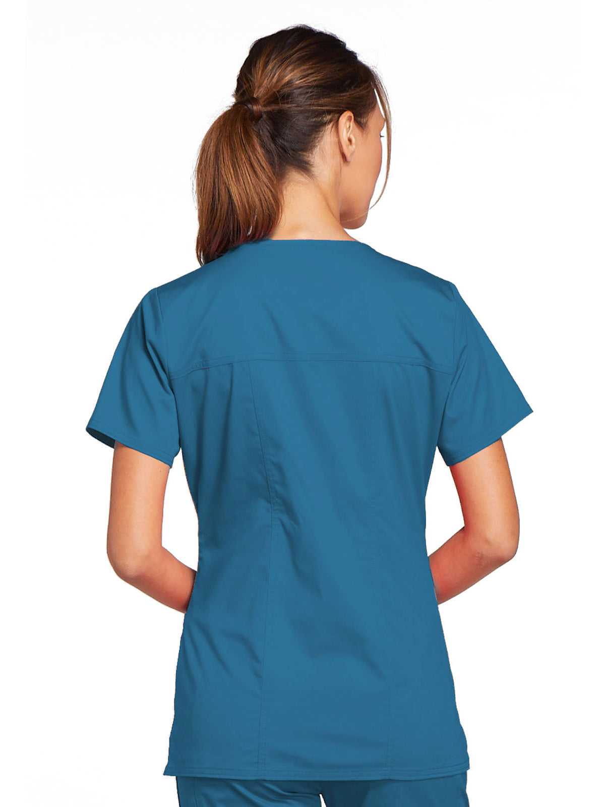 Women's 3-Pocket V-Neck Top - 4727 - Caribbean Blue
