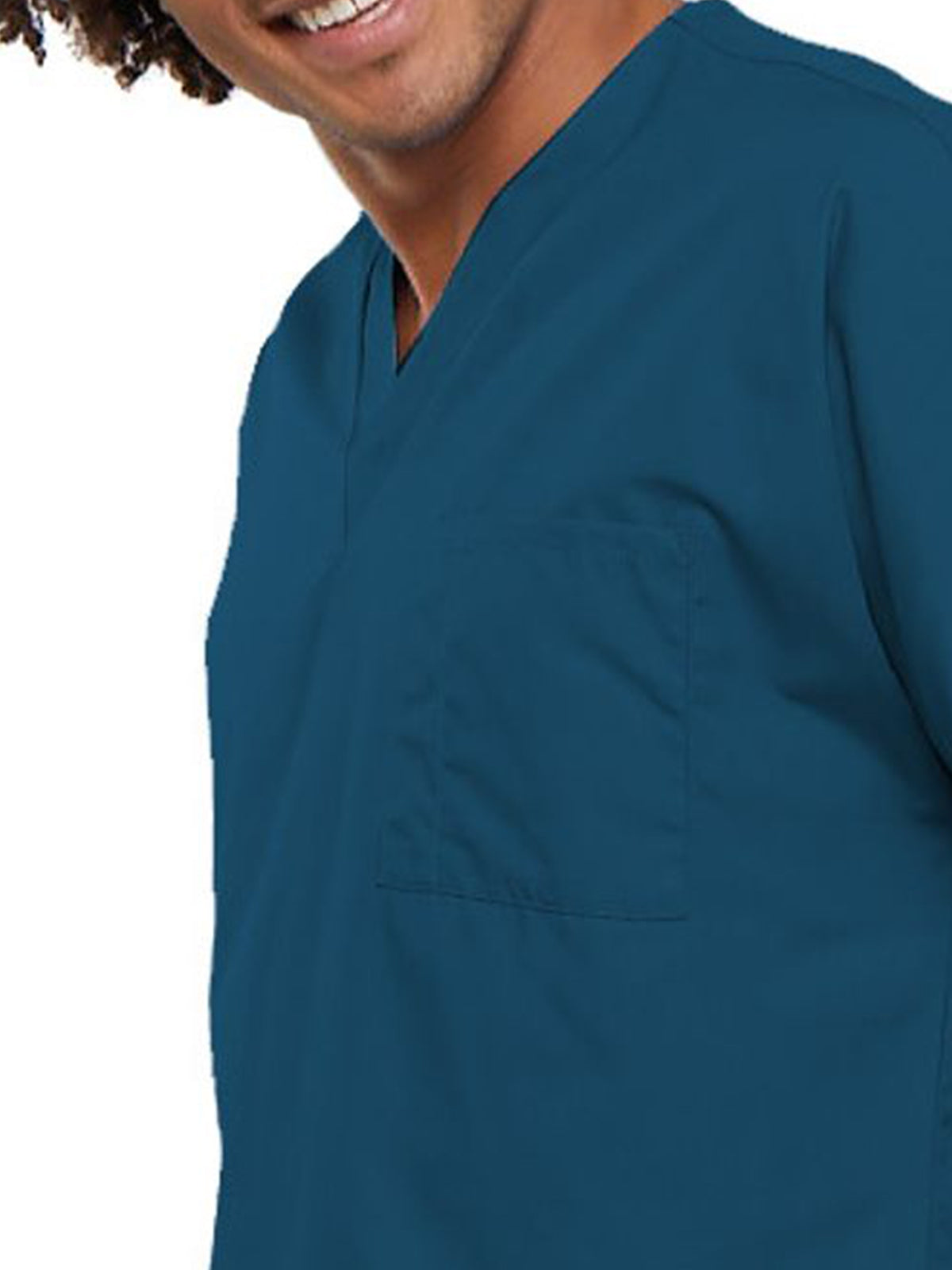 Unisex 1-Pocket V-Neck Top - 4777 - Caribbean Blue