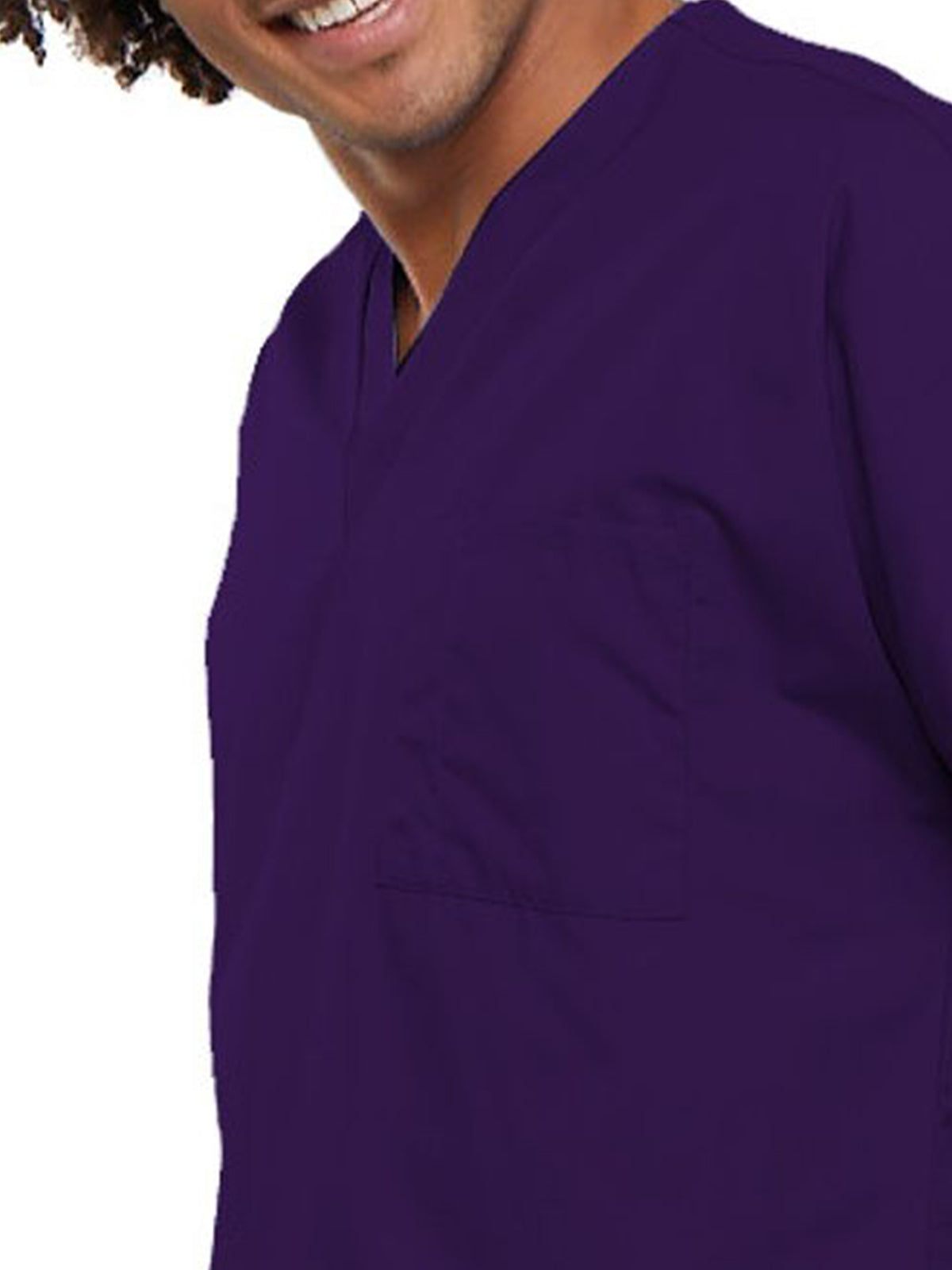 Unisex 1-Pocket V-Neck Top - 4777 - Eggplant