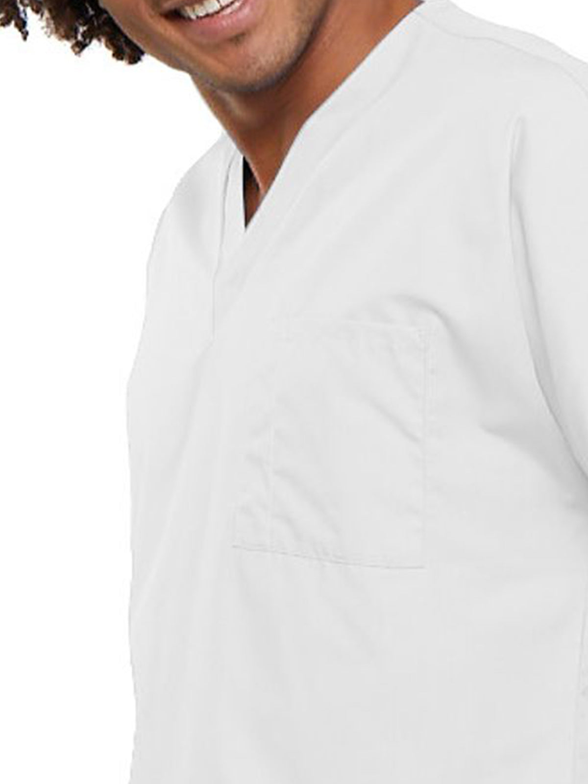 Unisex 1-Pocket V-Neck Top - 4777 - White