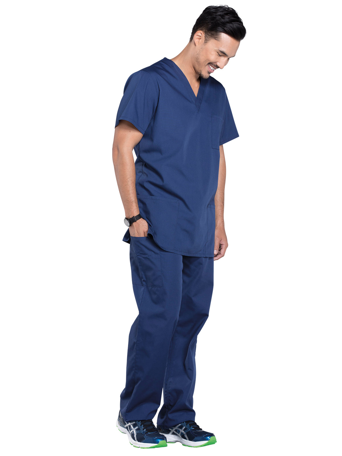 Unisex 3-Pocket V-Neck Top - 4876 - Navy